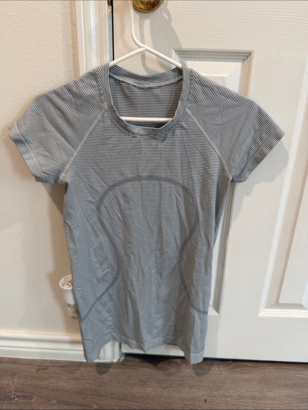 Striped lululemon athletica swiftly tech short sleeve hip length